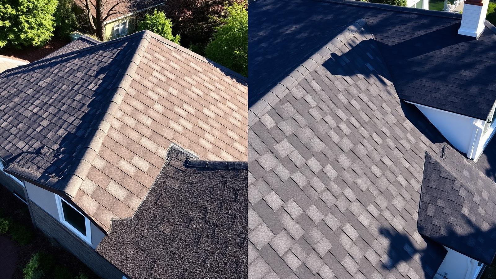 Before and after roof replacement project